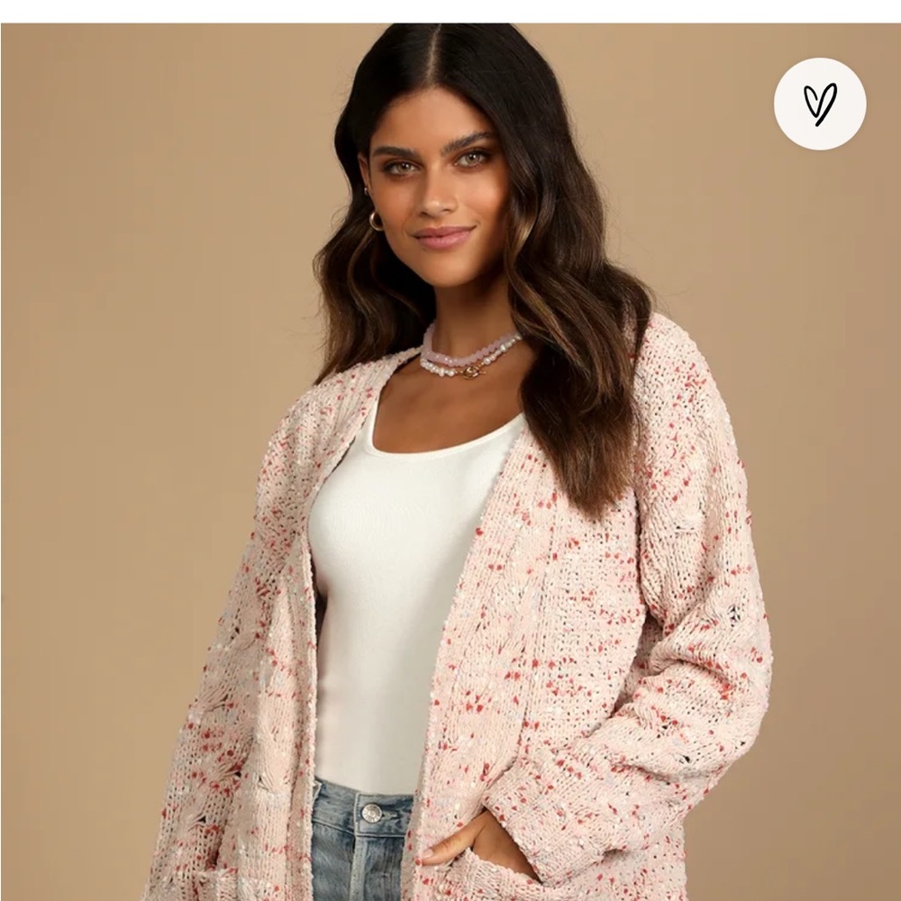 BNWT Lulus Cabin Trip Beige Multi Oversized Cardigan size Large
